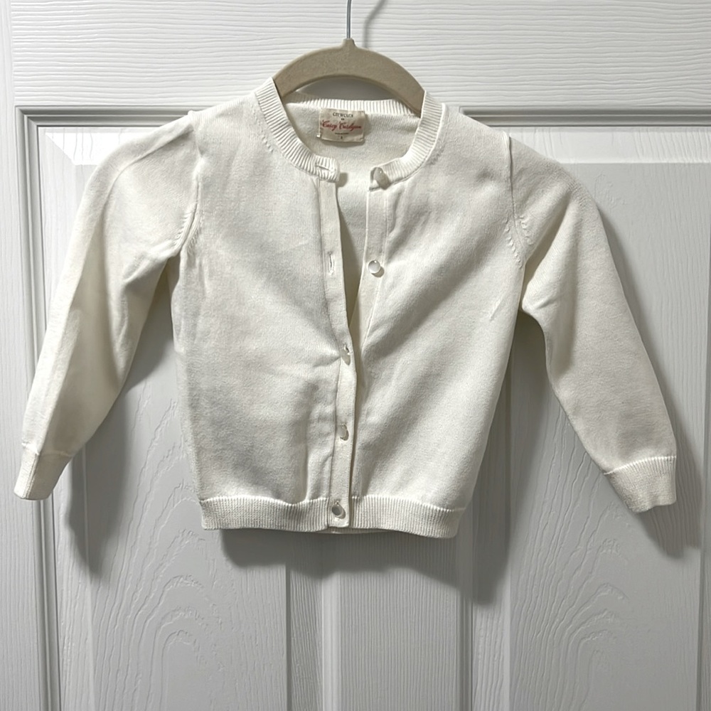 NWOT J.Crew Crewcuts Casey Cardigan Sweater Ivory Size 3